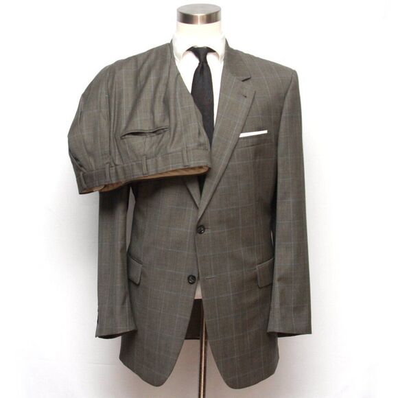 46L Jos A Bank 2 Piece Suit Blazer Sportcoat 36W Pants Grey Wool D090510 - Picture 1 of 16